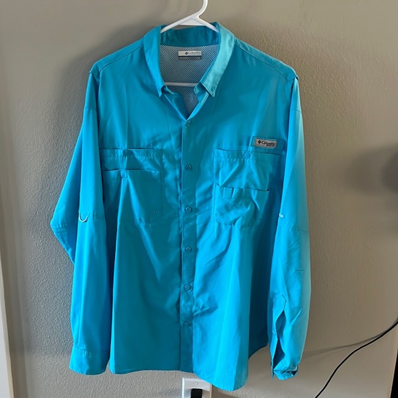 Columbia PFG OMNI-SHADE Button-down Short Sleeve Fishing Shirt, Men's XL Nylon black type Vintage Second Hand
